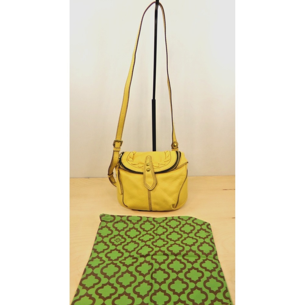 orYany Cross Body Purse Shoulder Bag Pebbled Leather Mustard Yellow